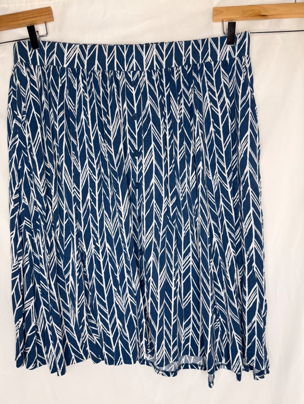 Torrid Teal Jersey Rayon Geometric Print Button Front Midi Skirt - Picture 6 of 7